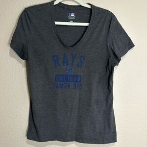 MLB Women’s Tampa Bay Rays V-Neck Tee, Size L